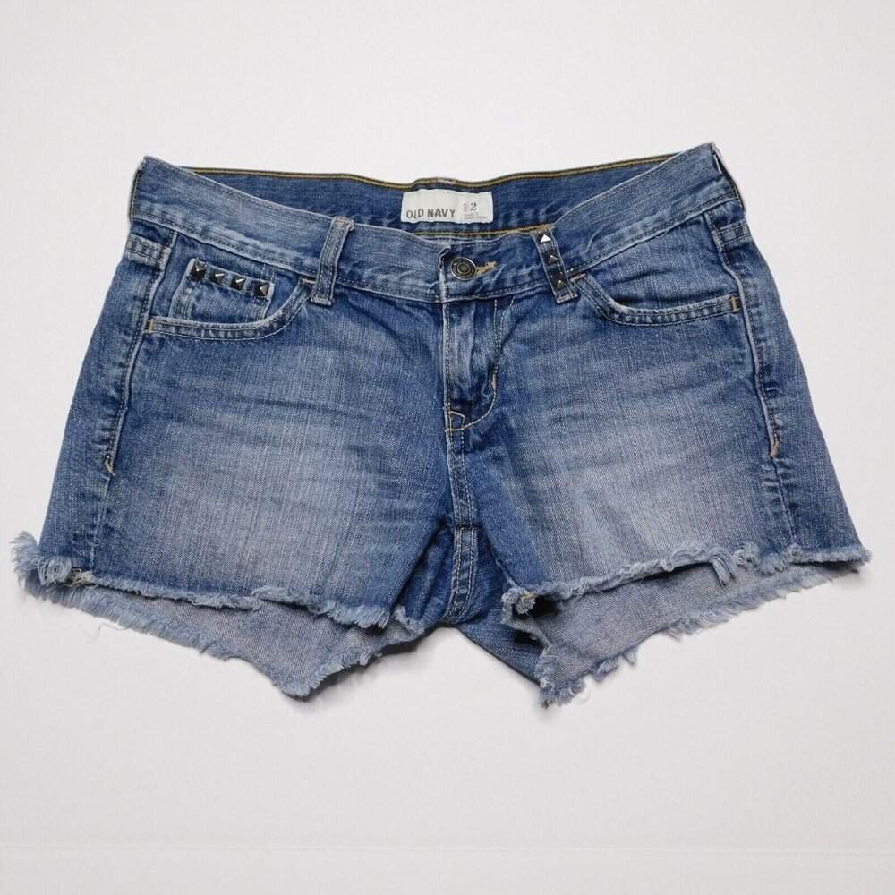 Old Navy Womens Jean Shorts Size 2 Mini Short Booty Mid Rise Metal Stud Cut Offs